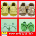 Hot 2015 new product OEM summer beautiful color tassels and bow moccasin cow leather made in dubai
